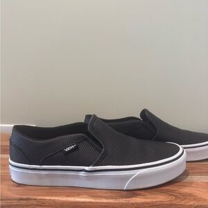 Vans Asher Women's Black Perforated Slip-On Sneakers